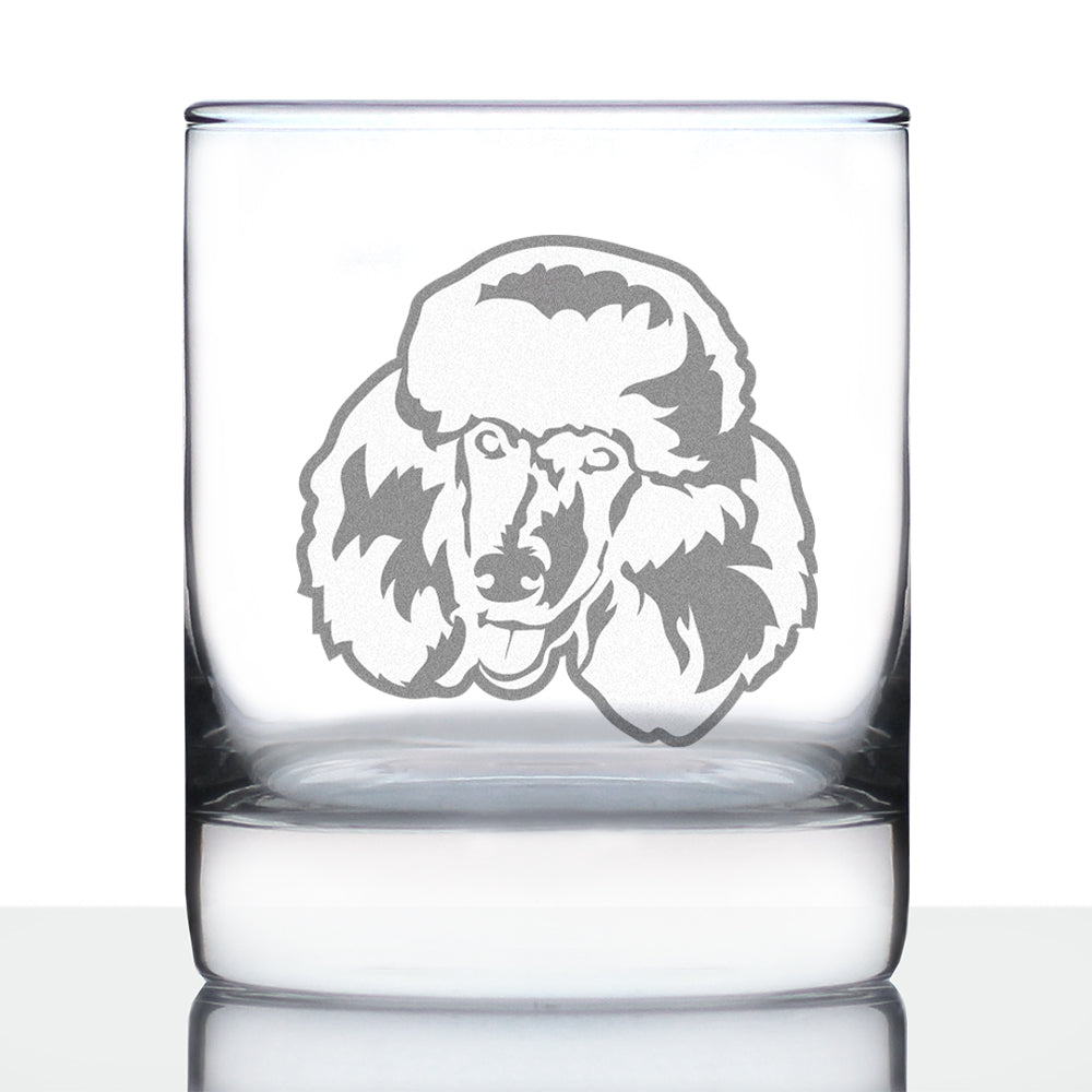 Happy Poodle - Whiskey Rocks Glass - Unique Poodle Themed Dog Gifts or Party Decor for Women and Men - 10.25 Oz