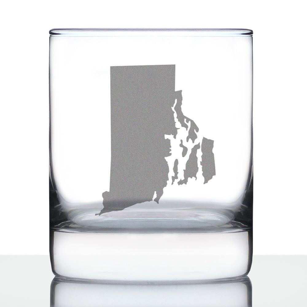 Rhode Island State Outline Whiskey Rocks Glass - State Themed Drinking Decor and Gifts for Rhode Islander Women &amp;amp; Men - 10.25 Oz Whisky Tumbler Glasses