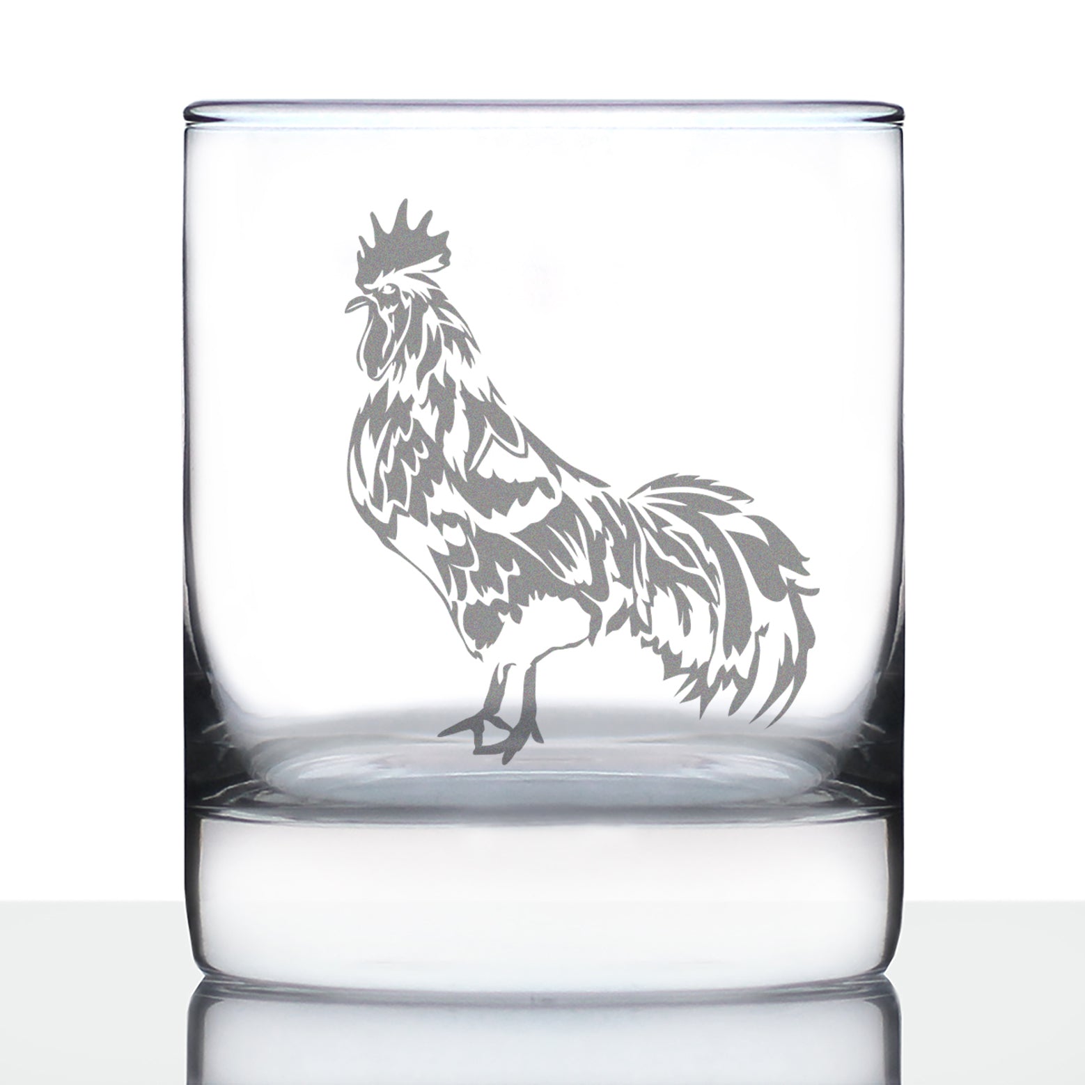 Rooster Whiskey Rocks Glass - Unique Funny Farm Animal Themed Decor and Chicken Gifts - 10.25 Oz