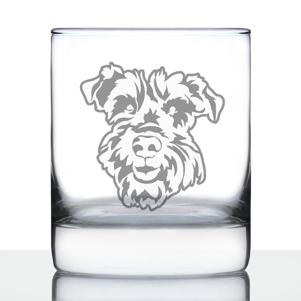 Schnauzer Face Whiskey Rocks Glass - Unique Dog Themed Decor and Gifts for Moms &amp;amp; Dads of Schnauzers - 10.25 Oz