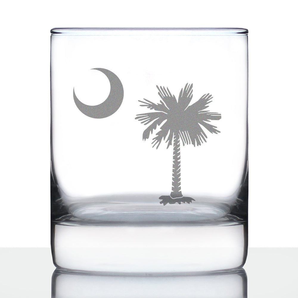 South Carolina Flag Whiskey Rocks Glass - State Themed Drinking Decor and Gifts for South Carolinian Women &amp;amp; Men - 10.25 Oz Whisky Tumbler Glasses