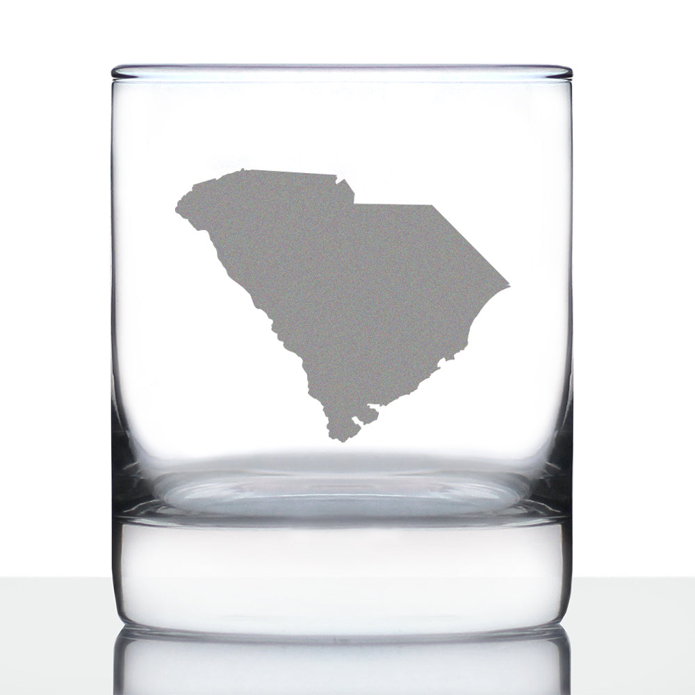 South Carolina State Outline Whiskey Rocks Glass - State Themed Drinking Decor and Gifts for South Carolinian Women &amp;amp; Men - 10.25 Oz Whisky Tumbler Glasses