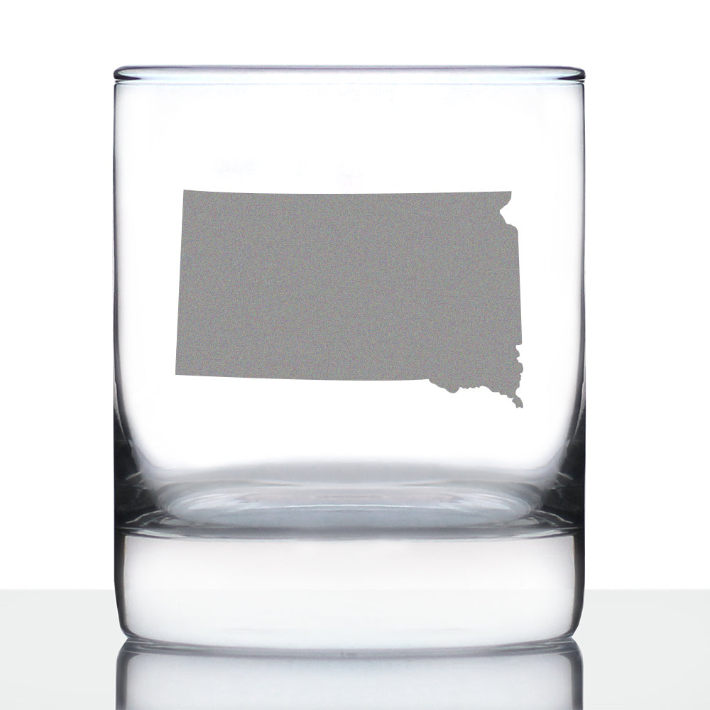 South Dakota State Outline Whiskey Rocks Glass - State Themed Drinking Decor and Gifts for South Dakotan Women &amp;amp; Men - 10.25 Oz Whisky Tumbler Glasses