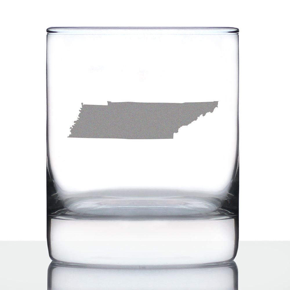 Tennessee State Outline Whiskey Rocks Glass - State Themed Drinking Decor and Gifts for Tennesseean Women &amp;amp; Men - 10.25 Oz Whisky Tumbler Glasses