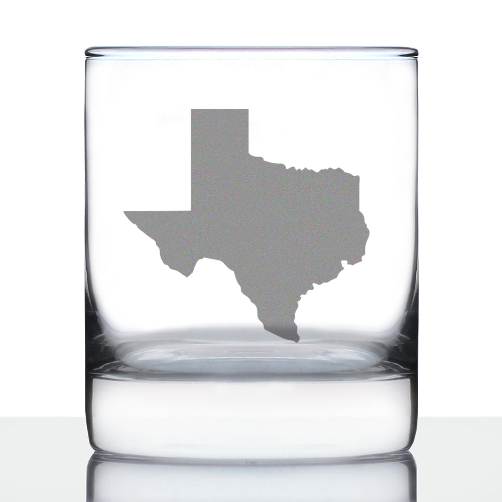 Texas State Outline Whiskey Rocks Glass - State Themed Drinking Decor and Gifts for Texan Women &amp;amp; Men - 10.25 Oz Whisky Tumbler Glasses