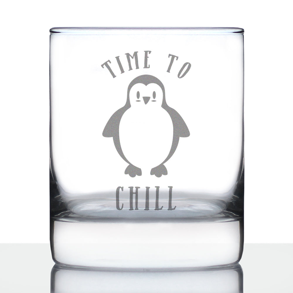 Time to Chill - Funny Cute Penguin Themed Gifts and Decor for Men &amp;amp; Women - Fun Whisky Drinking Tumbler Décor