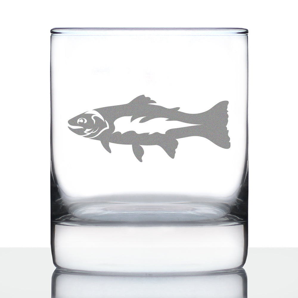 Trout - Whiskey Rocks Glass - Trout Fishing Gifts for Fisherman - Whisky Fish Tumbler &amp;amp; Fun Lake House Decor - 10.25 oz