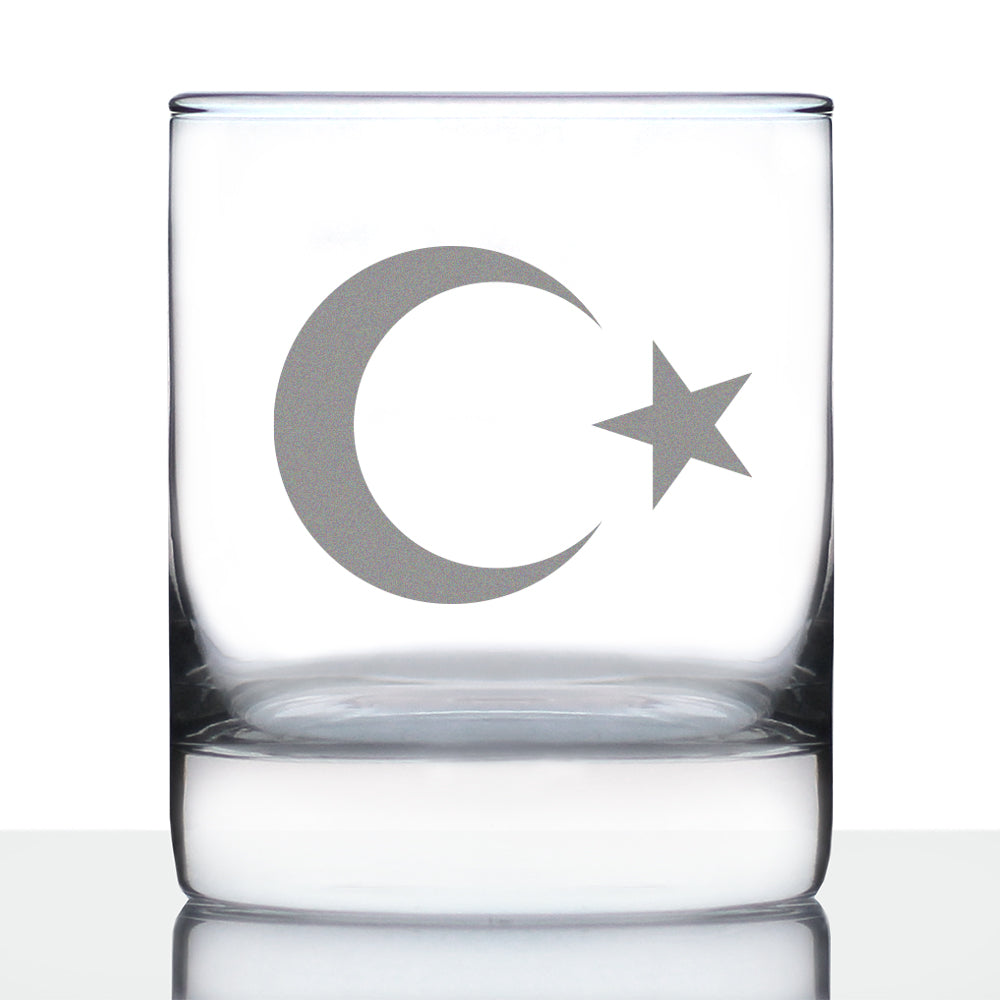 Turkey Flag Rocks Glass Engraved Old Fashioned Glasses for Men &amp;amp; Women - Fun 10.25 Oz Turkish Themed Gifts - Cute Gift for Turks