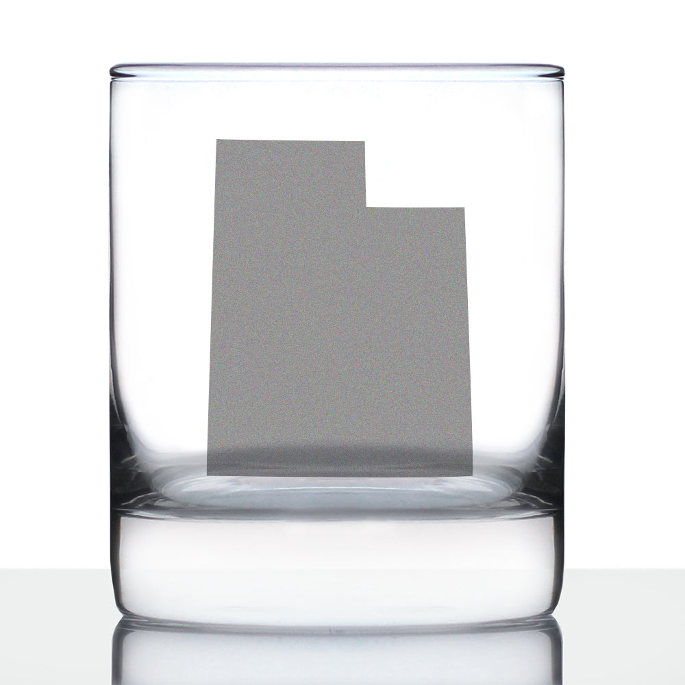 Utah State Outline Whiskey Rocks Glass - State Themed Drinking Decor and Gifts for Utahn Women &amp;amp; Men - 10.25 Oz Whisky Tumbler Glasses