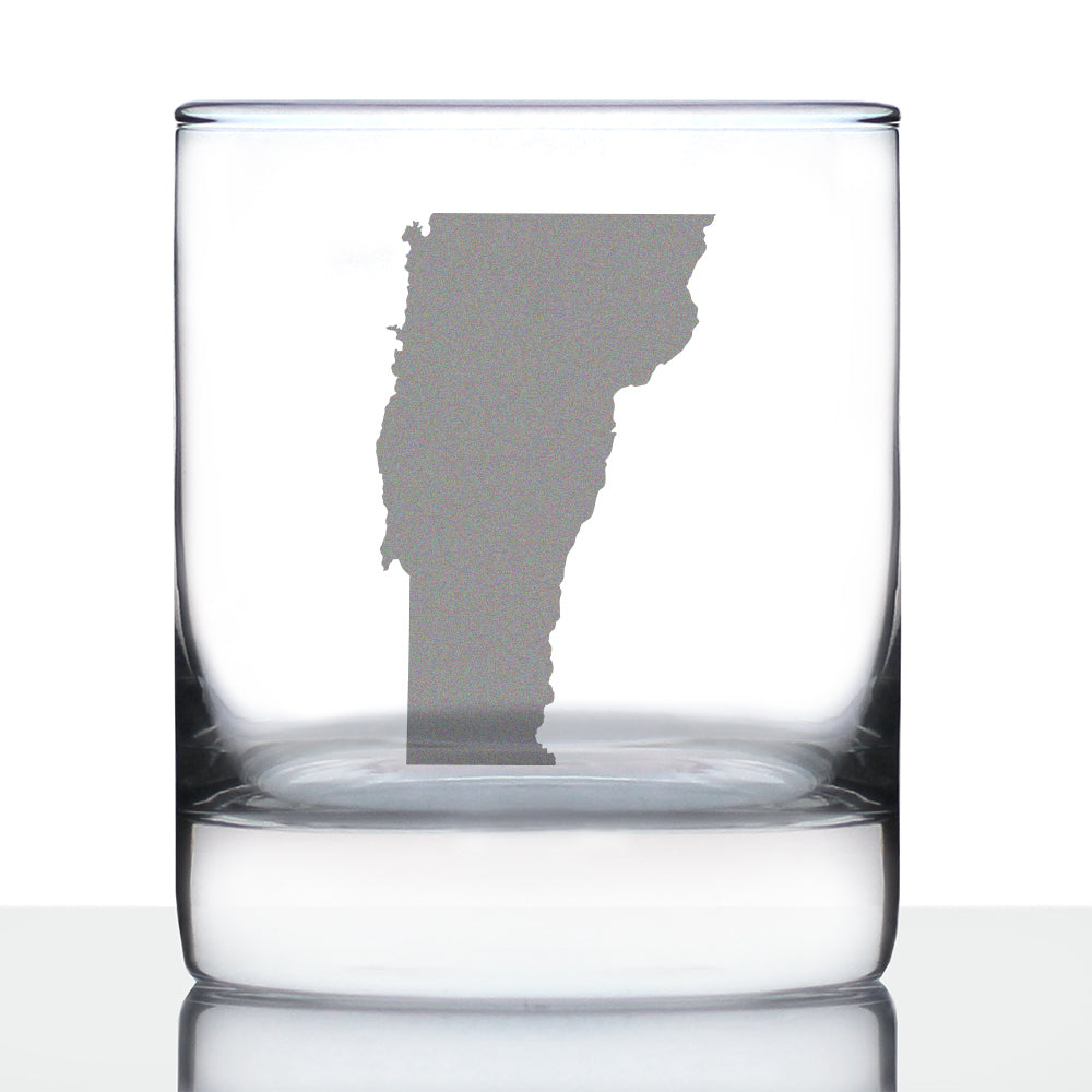 Vermont State Outline Whiskey Rocks Glass - State Themed Drinking Decor and Gifts for Vermonter Women &amp;amp; Men - 10.25 Oz Whisky Tumbler Glasses
