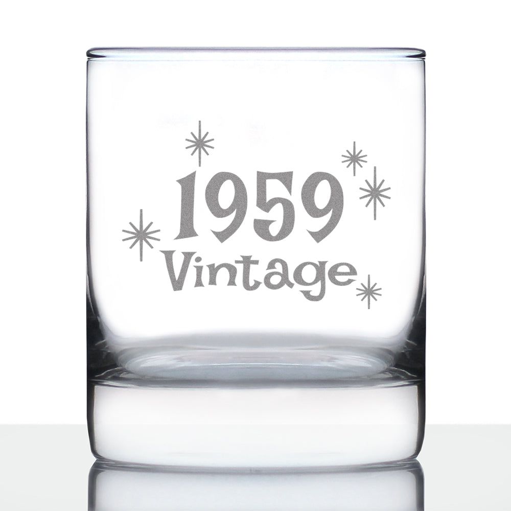 Vintage 1959 - Fun 66th Birthday Whiskey Rocks Glass Gifts for Men &amp;amp; Women Turning 66 - Retro Whisky Drinking Tumbler