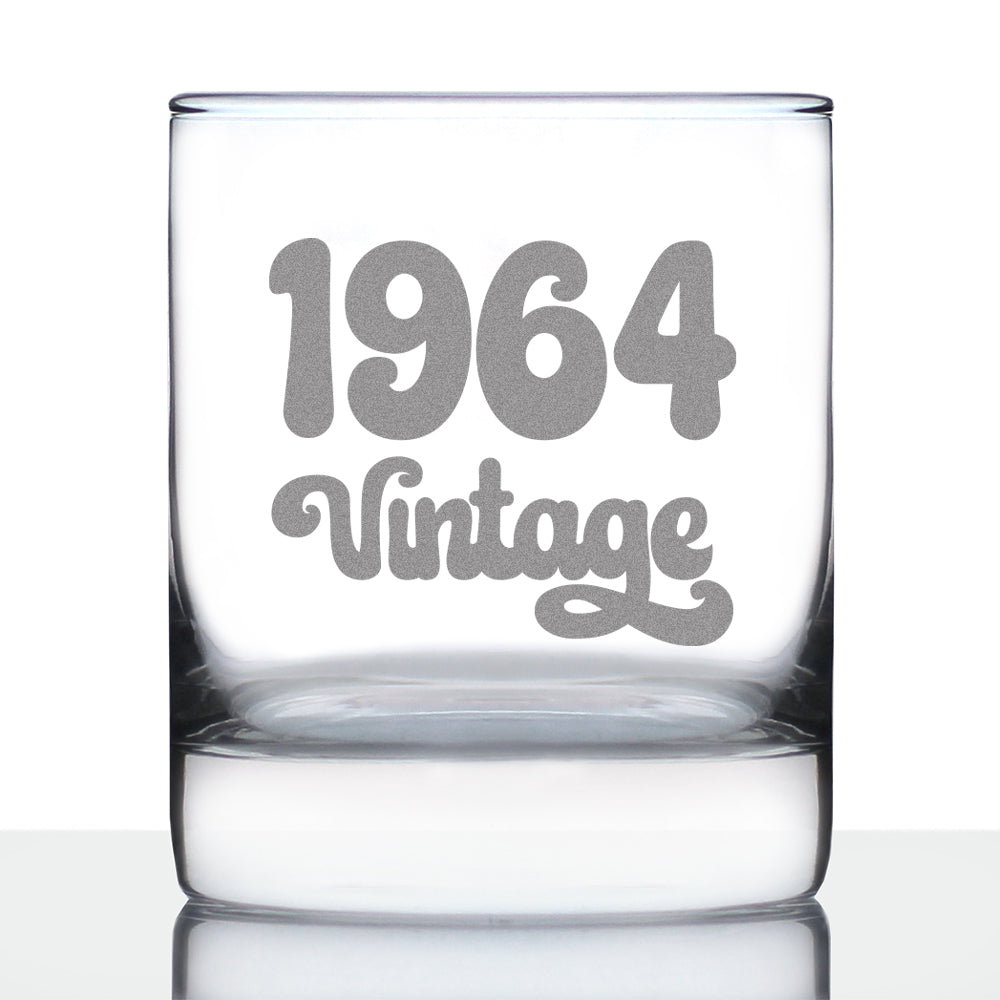 Vintage 1964 - Fun 61st Birthday Whiskey Rocks Glass Gifts for Men &amp;amp; Women Turning 61 - Retro Whisky Drinking Tumbler