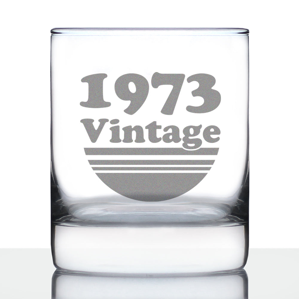 Vintage 1973 - Fun 52nd Birthday Whiskey Rocks Glass Gifts for Men &amp;amp; Women Turning 52 - Retro Whisky Drinking Tumbler