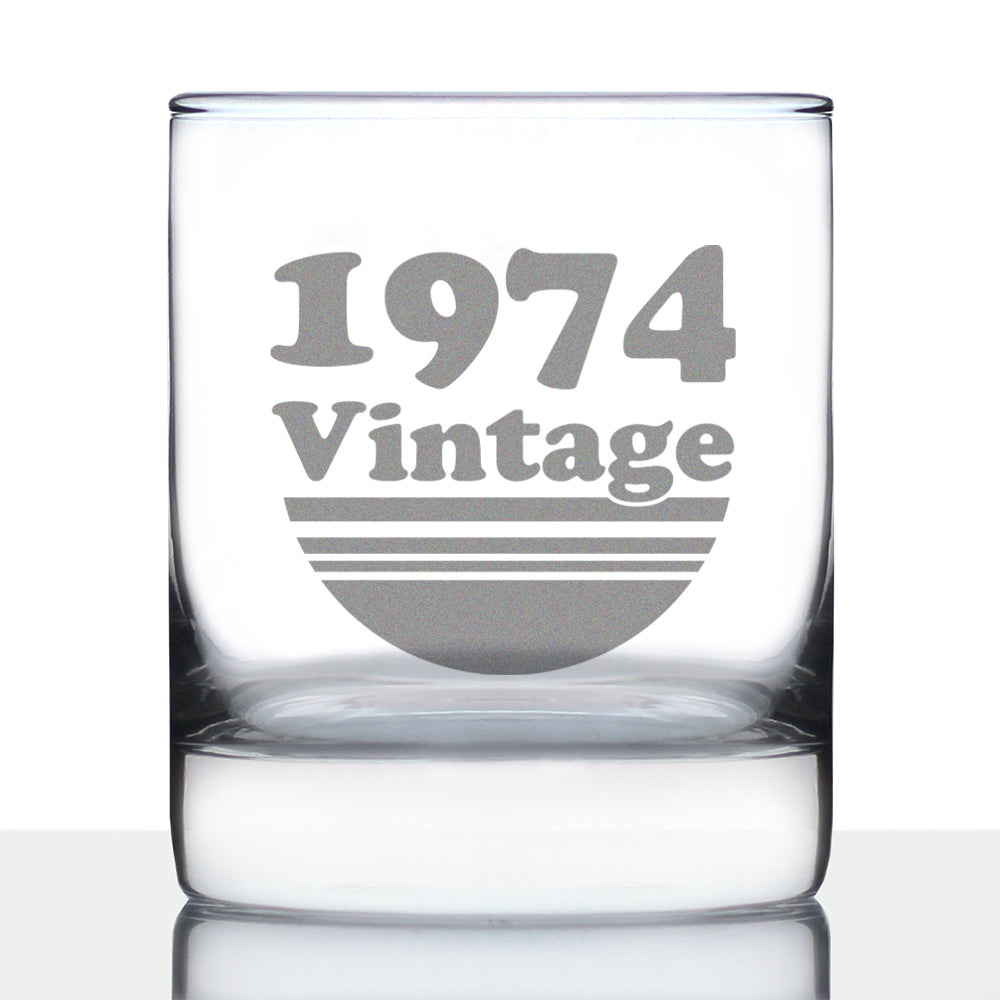 Vintage 1974 - Fun 51st Birthday Whiskey Rocks Glass Gifts for Men &amp;amp; Women Turning 51 - Retro Whisky Drinking Tumbler