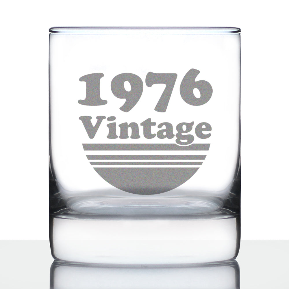 Vintage 1976 - Fun 49th Birthday Whiskey Rocks Glass Gifts for Men &amp;amp; Women Turning 49 - Retro Whisky Drinking Tumbler