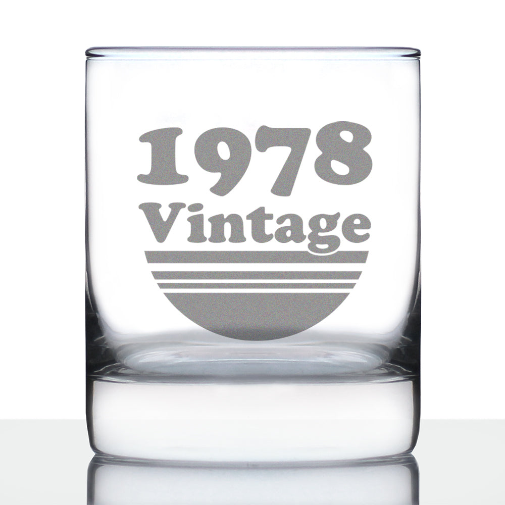 Vintage 1978 - Fun 47th Birthday Whiskey Rocks Glass Gifts for Men &amp;amp; Women Turning 47 - Retro Whisky Drinking Tumbler