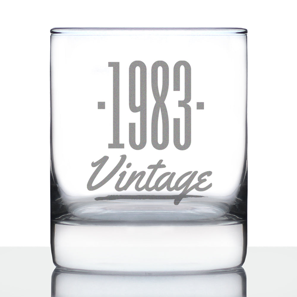 Vintage 1983 - Fun 42nd Birthday Whiskey Rocks Glass Gifts for Men &amp;amp; Women Turning 42 - Retro Whisky Drinking Tumbler