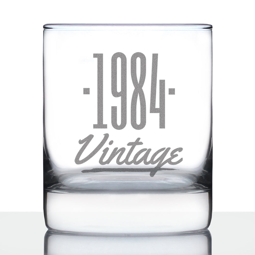 Vintage 1984 - Fun 41st Birthday Whiskey Rocks Glass Gifts for Men &amp;amp; Women Turning 41 - Retro Whisky Drinking Tumbler