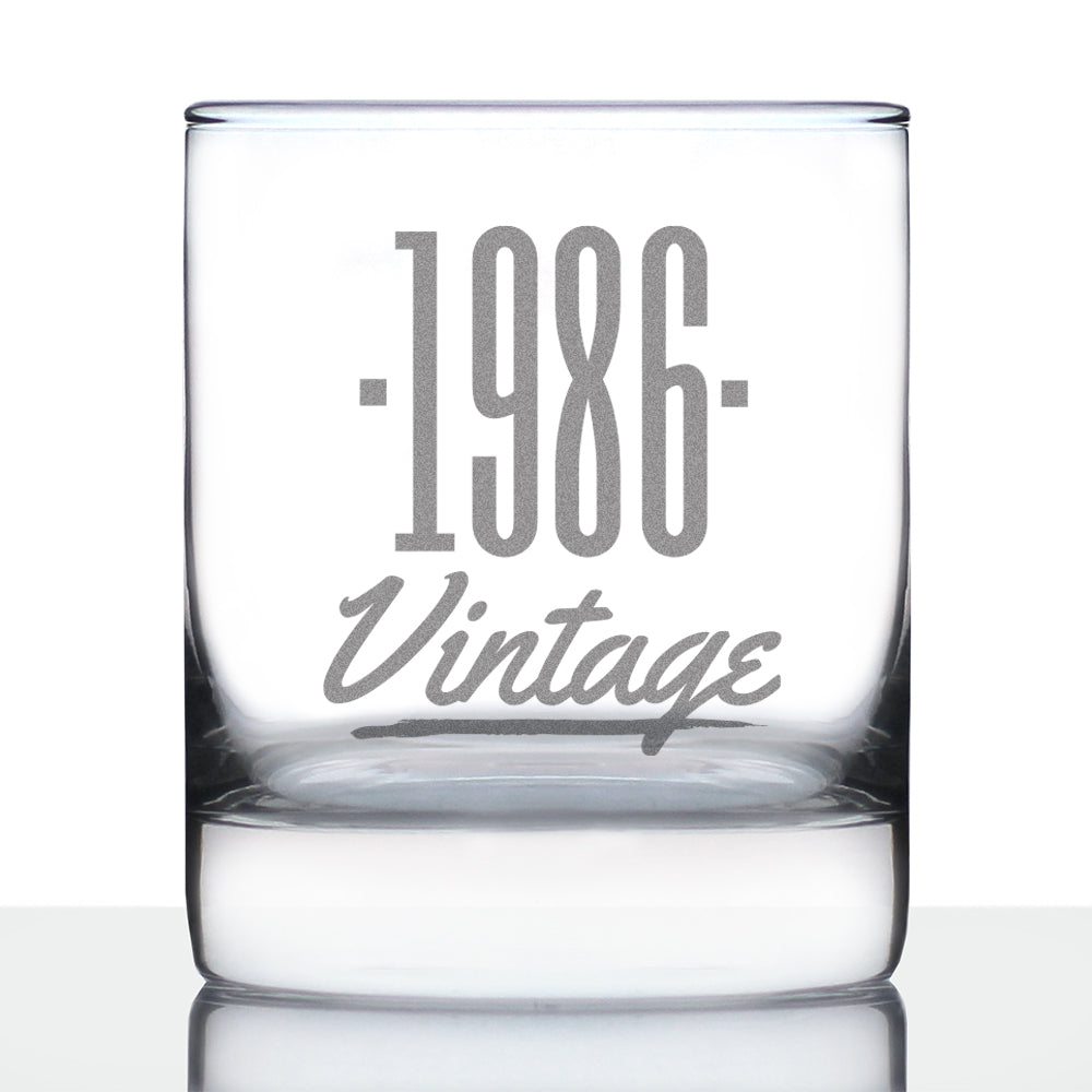 Vintage 1986 - Fun 39th Birthday Whiskey Rocks Glass Gifts for Men &amp;amp; Women Turning 39 - Retro Whisky Drinking Tumbler