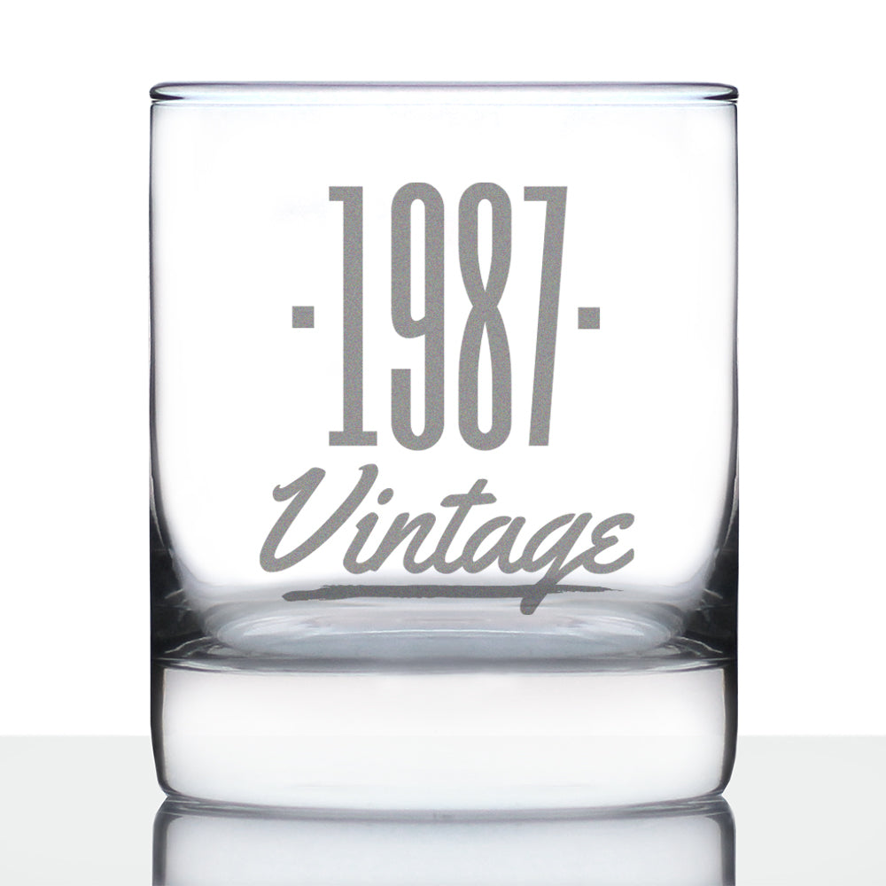 Vintage 1987 - Fun 38th Birthday Whiskey Rocks Glass Gifts for Men &amp;amp; Women Turning 38 - Retro Whisky Drinking Tumbler