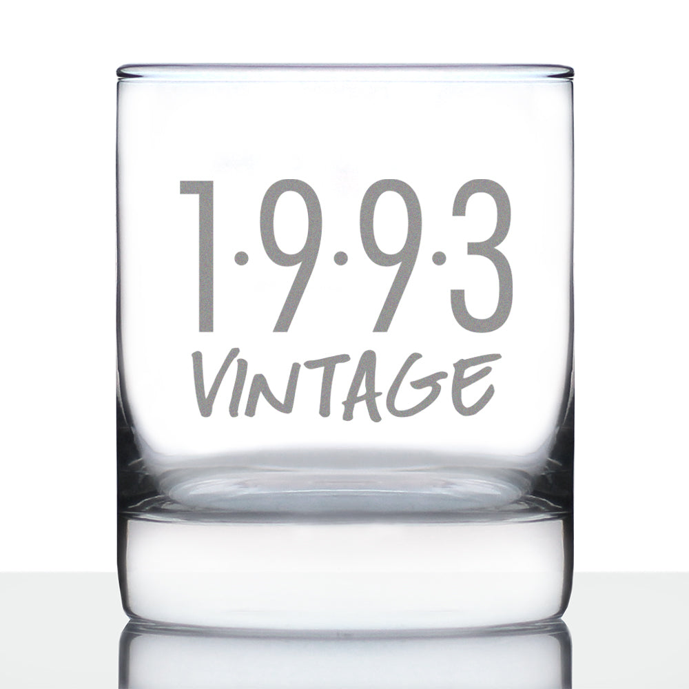 Vintage 1993 - Fun 32nd Birthday Whiskey Rocks Glass Gifts for Men &amp;amp; Women Turning 32 - Retro Whisky Drinking Tumbler