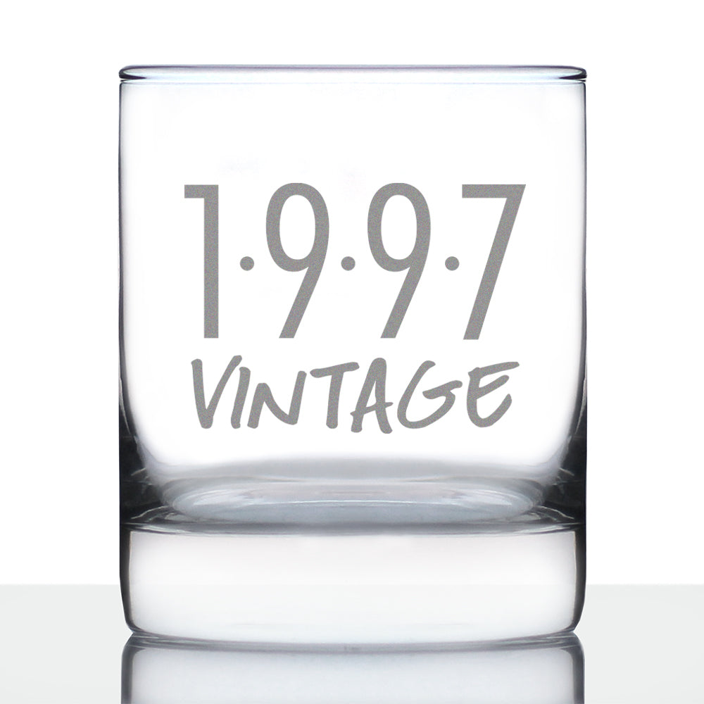 Vintage 1997 - Fun 28th Birthday Whiskey Rocks Glass Gifts for Men &amp;amp; Women Turning 28 - Retro Whisky Drinking Tumbler