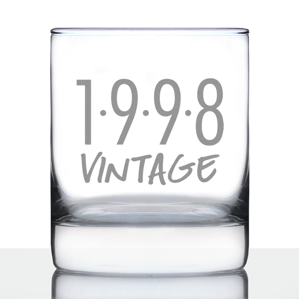 Vintage 1998 - Fun 27th Birthday Whiskey Rocks Glass Gifts for Men &amp;amp; Women Turning 27 - Retro Whisky Drinking Tumbler