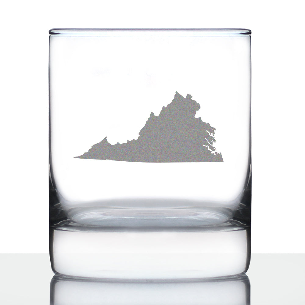 Virginia State Outline Whiskey Rocks Glass - State Themed Drinking Decor and Gifts for Virginian Women &amp;amp; Men - 10.25 Oz Whisky Tumbler Glasses