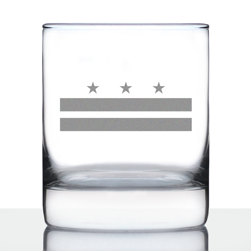 Washington DC Flag Whiskey Rocks Glass - State Themed Drinking Decor and Gifts for Washingtonian Women &amp;amp; Men - 10.25 Oz Whisky Tumbler Glasses