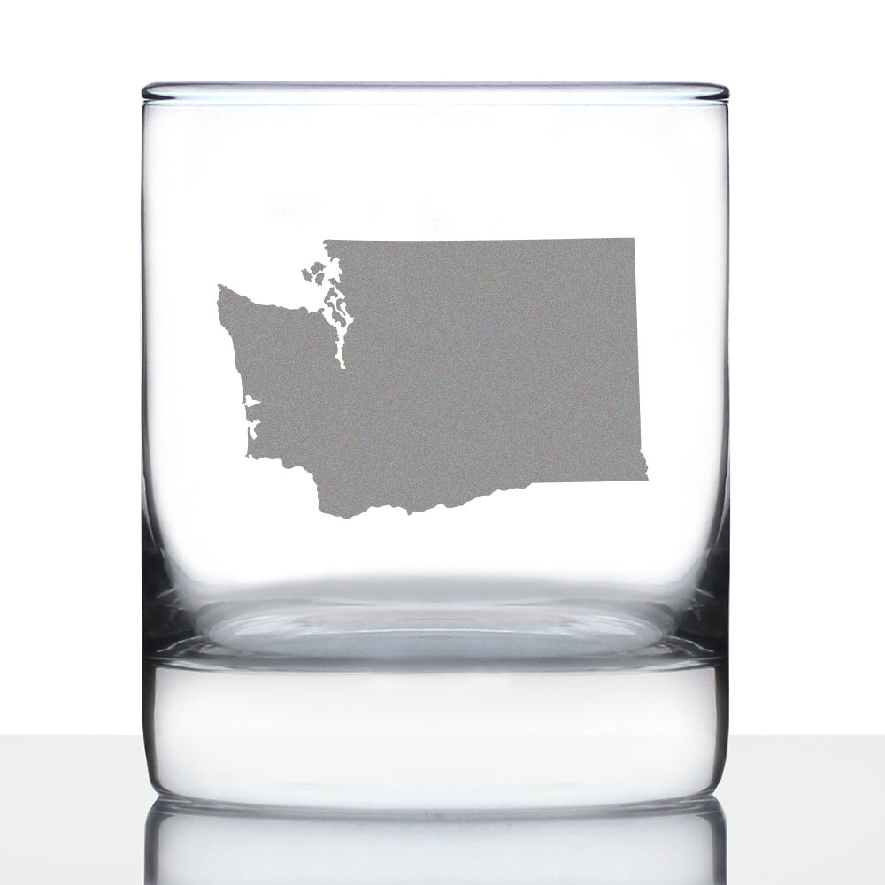 Washington State Outline Whiskey Rocks Glass - State Themed Drinking Decor and Gifts for Washingtonian Women &amp;amp; Men - 10.25 Oz Whisky Tumbler Glasses