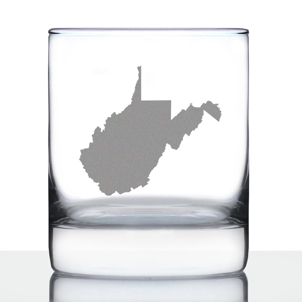 West Virginia State Outline Whiskey Rocks Glass - State Themed Drinking Decor and Gifts for West Virginian Women &amp;amp; Men - 10.25 Oz Whisky Tumbler Glasses