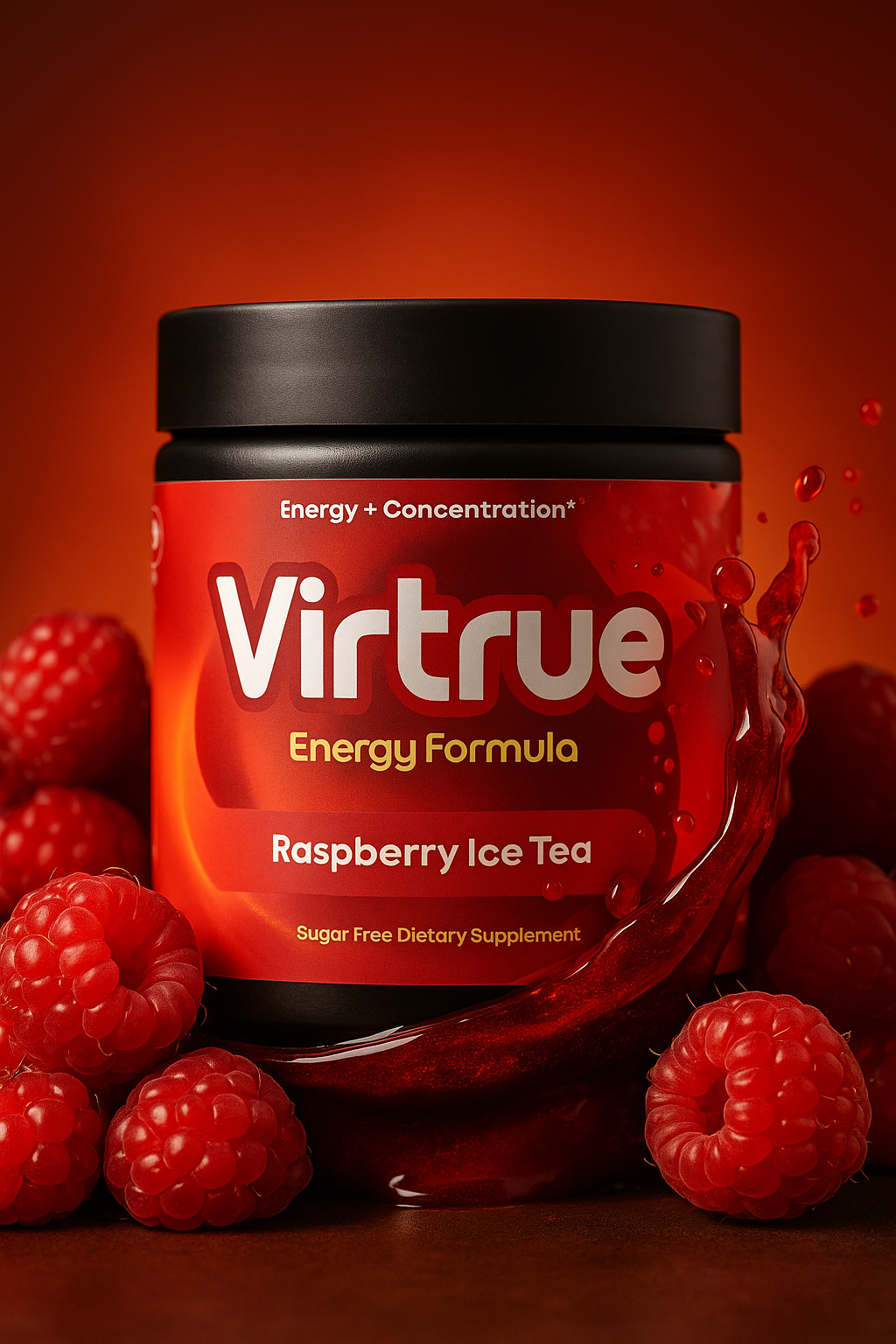 Raspberry Iced Tea Pre-Workout Energy Powder + Focus Boost &amp;amp; Hydration | Sugar Free