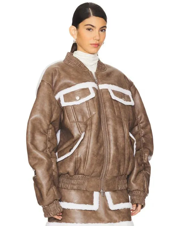 Real Housewives Of SLC Meredith Marks Sherpa Bomber Jacket