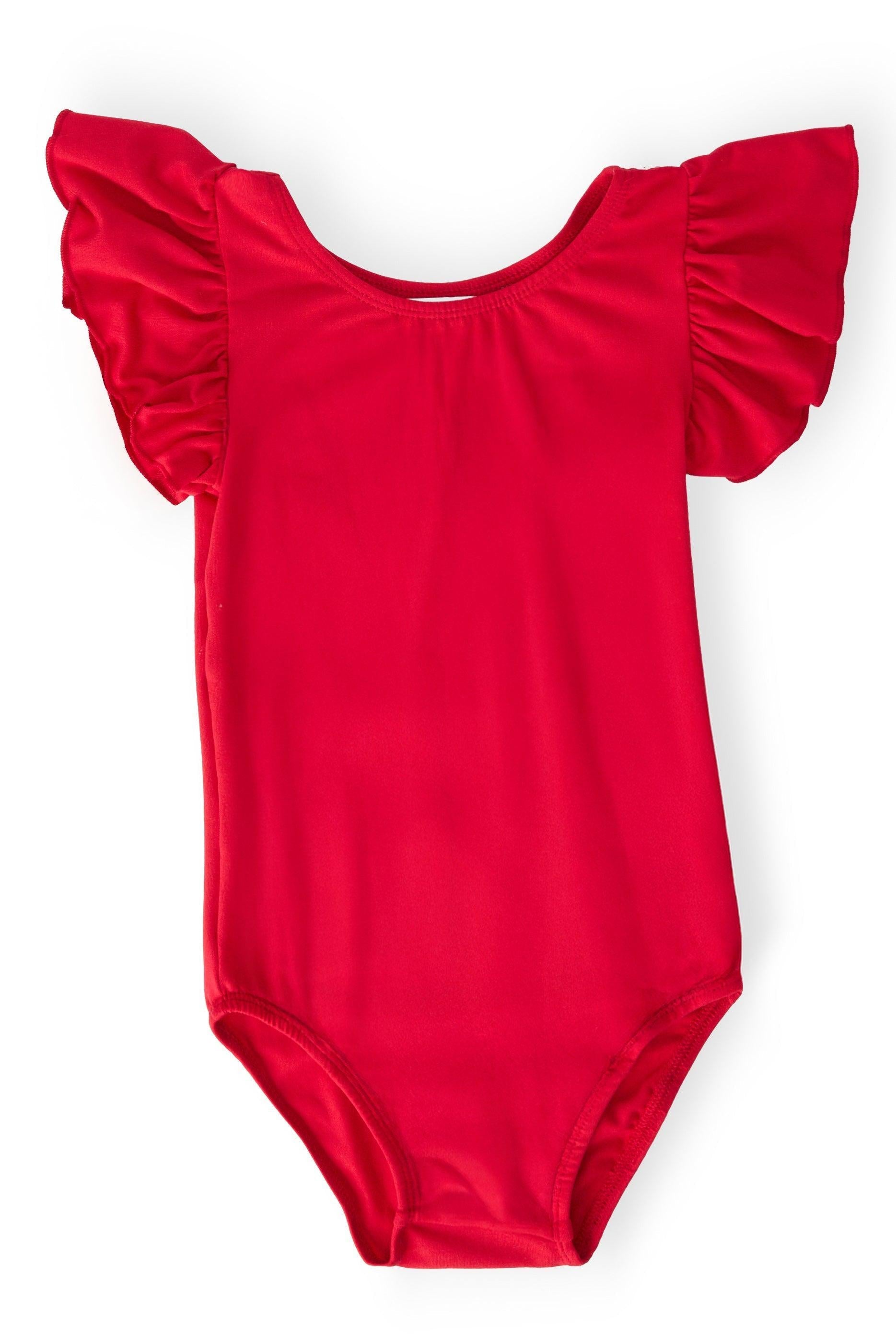 Red S/S Flutter Sleeve Leotard