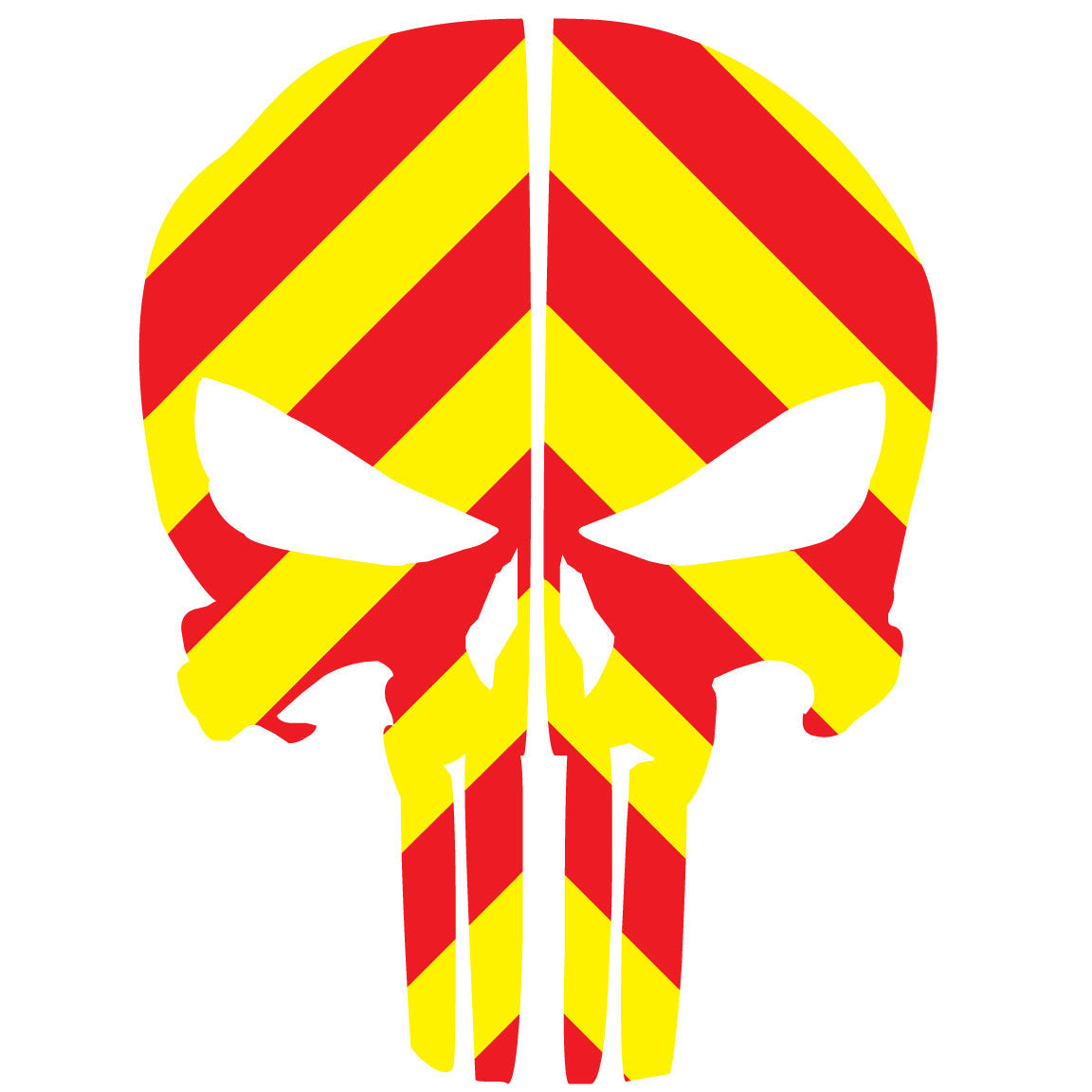 PUNISHER SKULL RED &amp;amp; YELLOW CHEVRON REAR HELMET REFLECTIVE HELMET DECAL