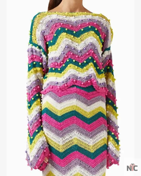 Resident Alien Jenna Lamia Studded Striped Sweater