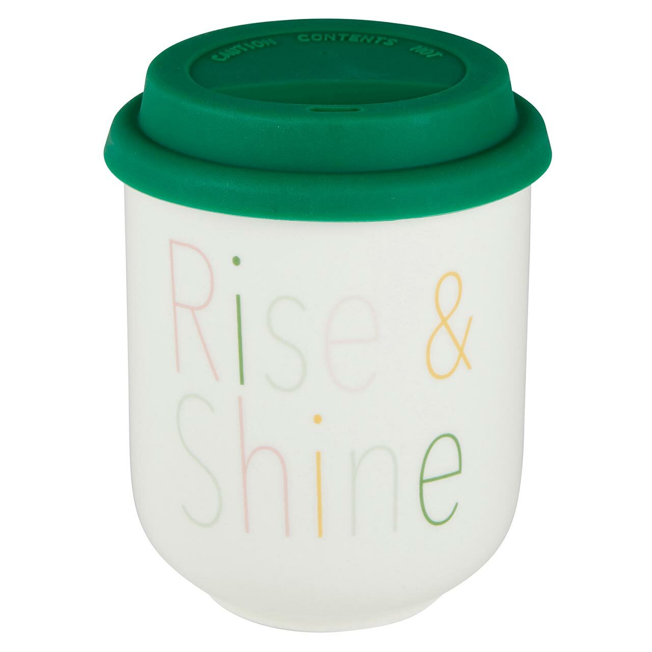 Rise &amp;amp; Shine Ceramic To Go Mug | Holds 16 oz. | Eco Mug with Silicone Lid and Sleeve