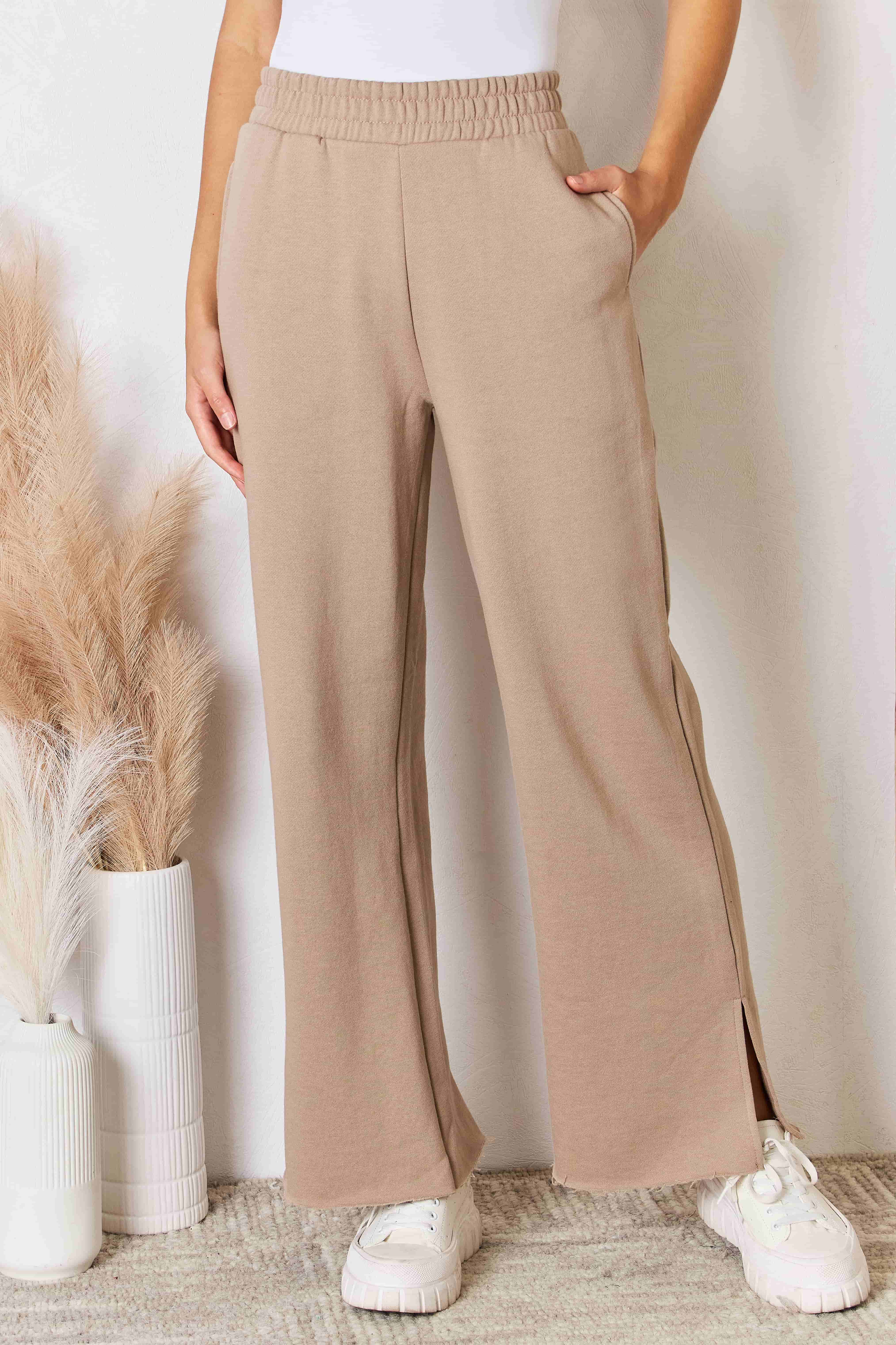 Trendsi Risen wide leg pants with slits
