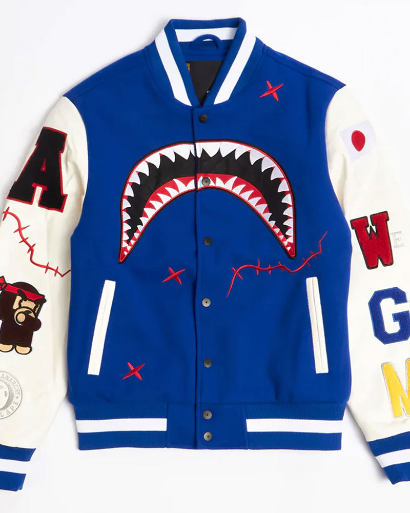 Robert Phillipe We Killed Ape Blue Wool Varsity Jacket