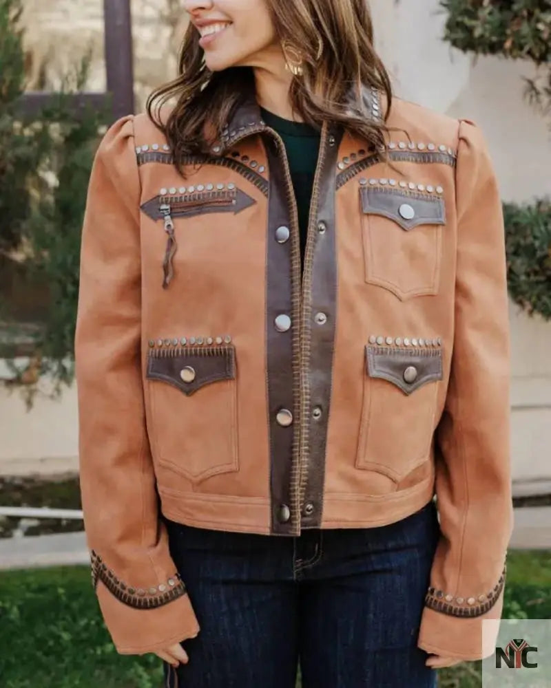 Rodeo Las Vegas Keep Gettin Back Up Suede Leather Jacket
