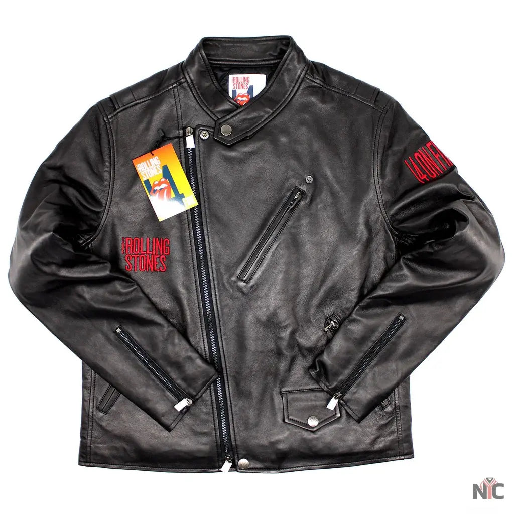 Rolling Stones 14 On Fire Leather Motorcycle Jacket