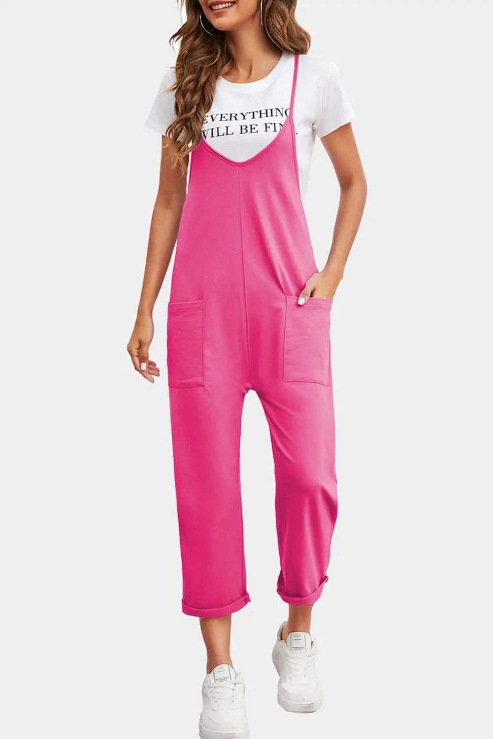 Love Salve Rose Jumpsuit Women&amp;#39;s Daily Wear Romper: Pocketed, Adjustable Straps