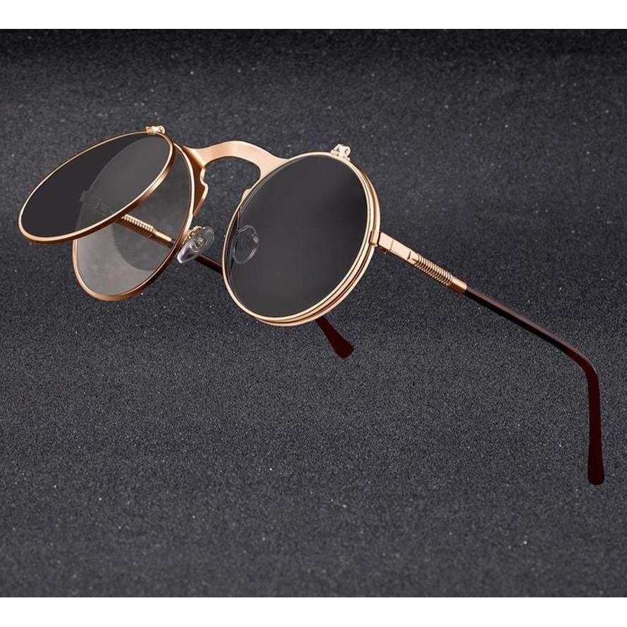 Round Flip-Up Retro Sunglasses Collection - 14 Colors