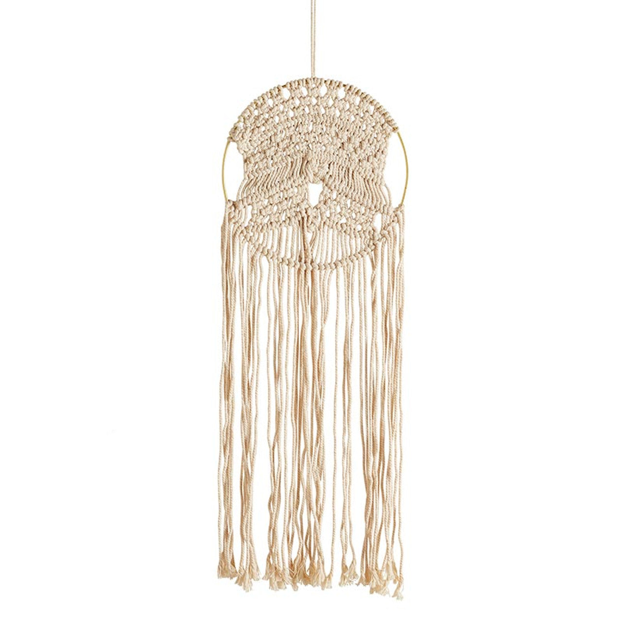 Round Hoop Macrame Bohemian Decor | Decorative Macrame Wall Hanging | 10&amp;quot; x 27.5&amp;quot;