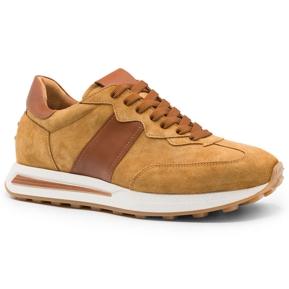 66-265-CGN ROXI Suede &amp;amp; Calfskin Sneaker, Cognac