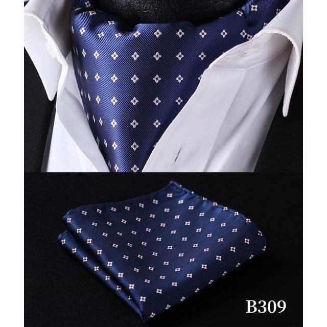 Royal Blue Silk Ascot/Cravat Tie &amp;amp; Handkerchief