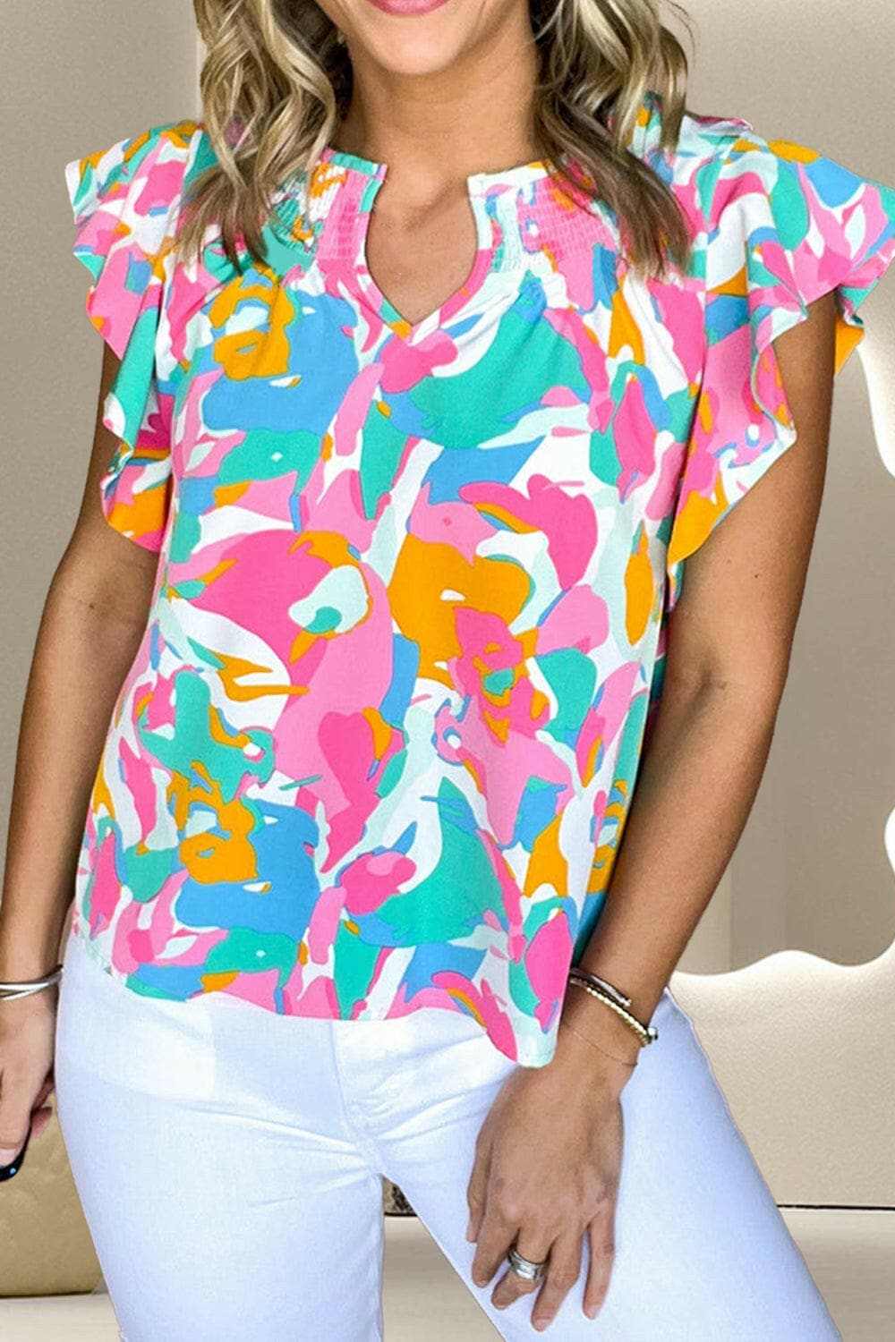 just arrived - Ruffled cap sleeve blouse - elegant pri