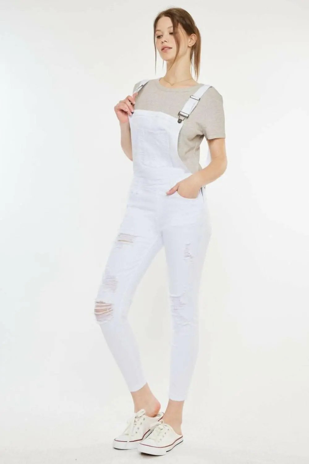Trendsi Distressed Skinny Denim Overalls Women&amp;#39;s Casual Chic Jeans - Rugged Style