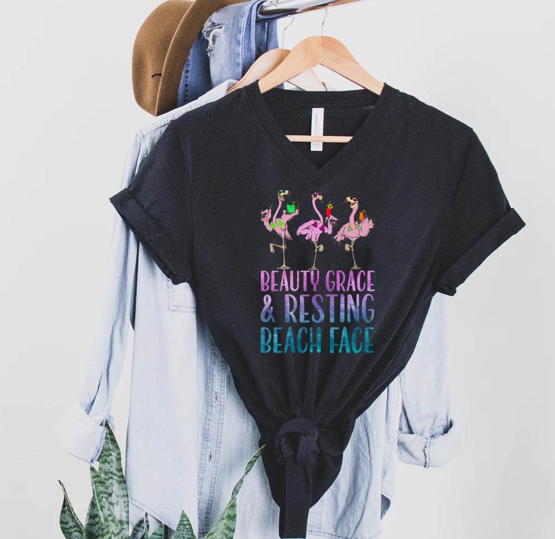 Beauty Grace and Resting Beach Face Graphic Tee