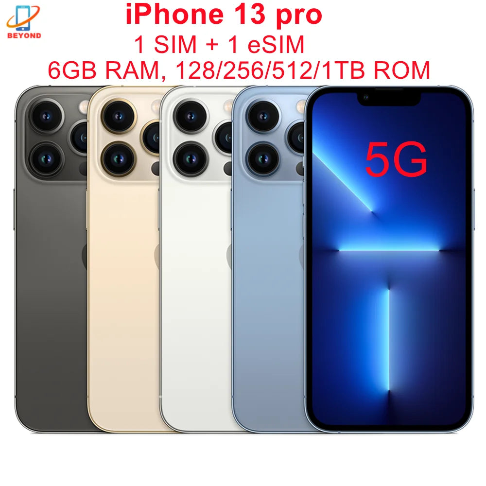 (Refurbished) Apple iPhone 13 Pro 128/256/512GB/1TB ROM 6.1&amp;quot; Super Retina OLED RAM 6GB A15 IOS Face ID NFC 5G Smartphone 13pro